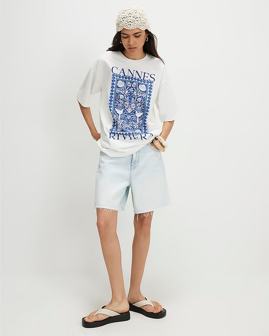 River Island Womens T-Shirt White Cotton Cannes Graphic - Image 2
