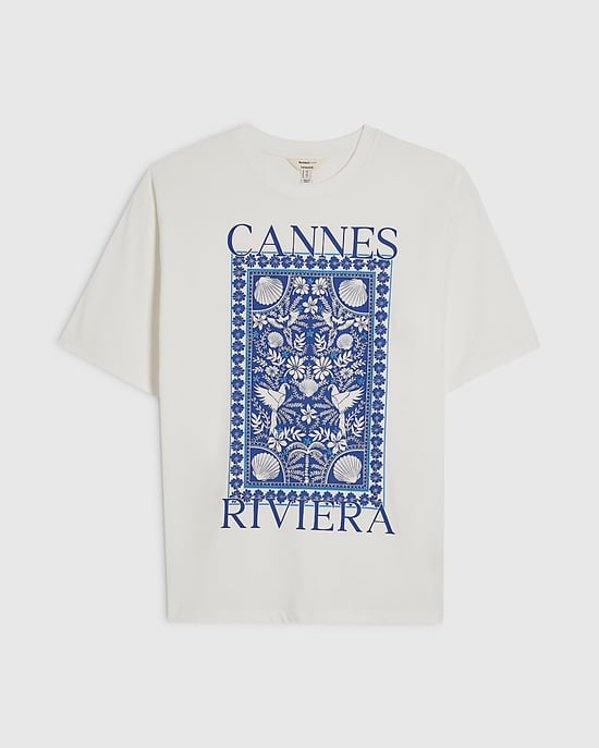 River Island Womens T-Shirt White Cotton Cannes Graphic - Image 6