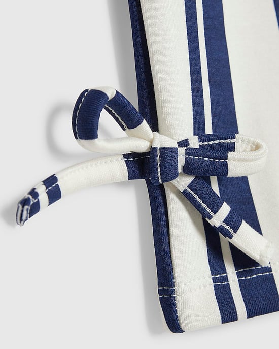 River Island Girls T-Shirt White Premium Stripe Bow - Image 2