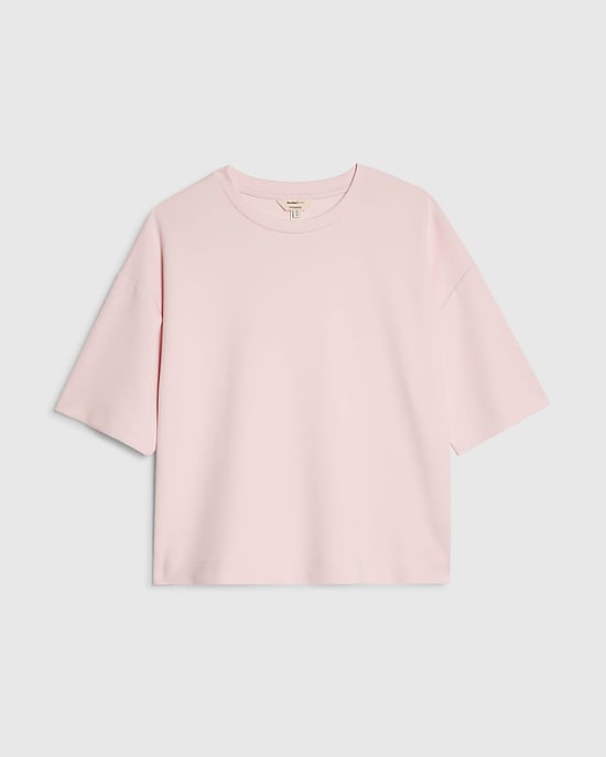 River Island Womens T-Shirt Pink Premium Boxy Crew Neck - Image 6