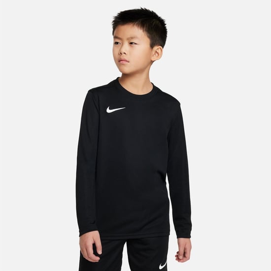 Boys Nike Park Vii Long Sleeve Dri Fit T-Shirt in Black - Image 3