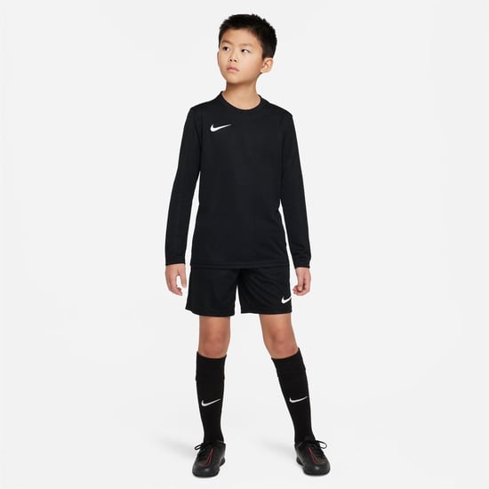 Boys Nike Park Vii Long Sleeve Dri Fit T-Shirt in Black - Image 6