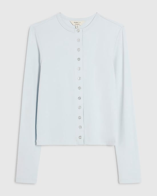 River Island Womens Top Blue Soft Touch Long Sleeve Button - Image 6