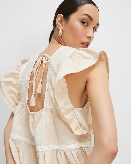 River Island Womens Blouse Beige Embroidered V-Neck - Image 3