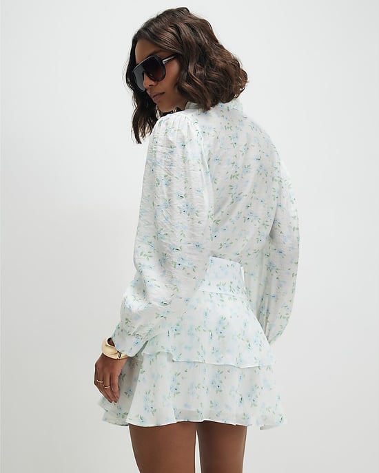 River Island Womens Blouse White Floral Pussybow Cuffed - Image 3