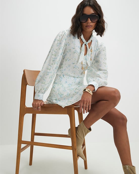 River Island Womens Blouse White Floral Pussybow Cuffed - Image 4