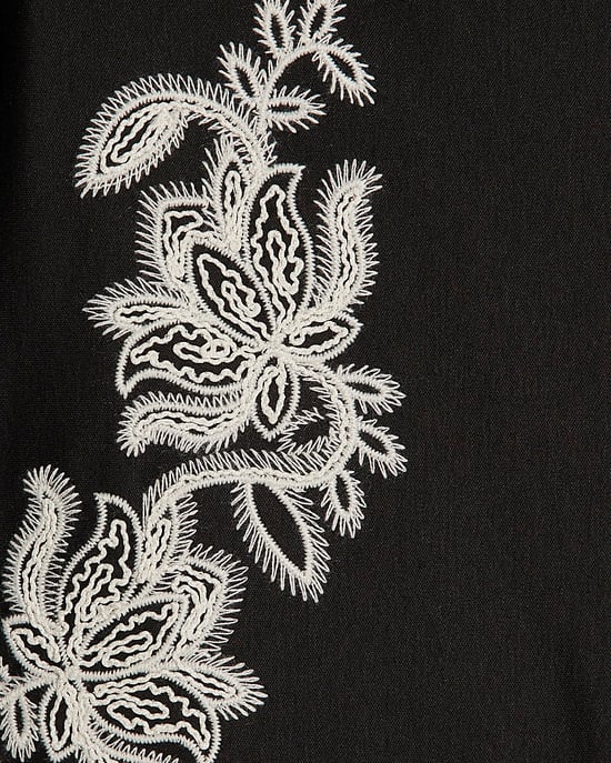 River Island Womens Blouse Black Applique Poplin Round Neck - Image 5
