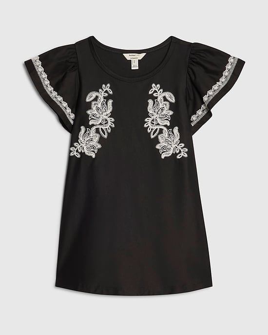 River Island Womens Blouse Black Applique Poplin Round Neck - Image 6