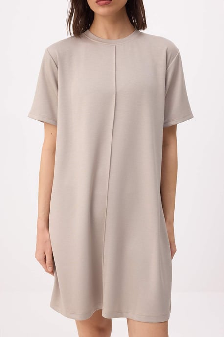 TRENDYOLMİLLA Women's Beige Plain Short / Mini Short Casual Shift Dresses - Image 2