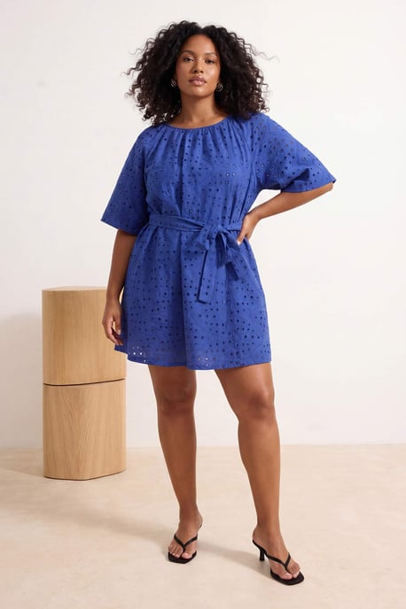 Trendyol Curve Dam Blå Blommig Kort / Mini Kort Casual A-linje Plus size Klänning - Image 5