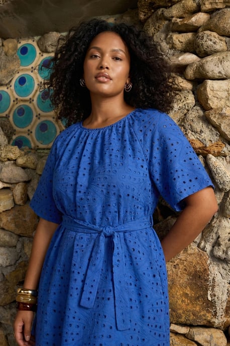 Trendyol Curve Dam Blå Blommig Kort / Mini Kort Casual A-linje Plus size Klänning - Image 6