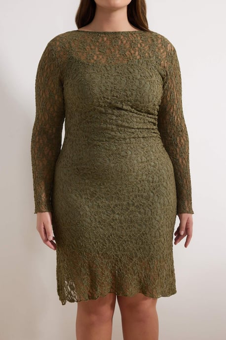 Trendyol Curve Dam Khaki Enfärgad Kort / Mini Lång Casual A-linje Plus size Klänning - Image 2