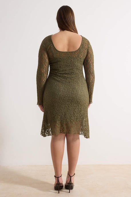 Trendyol Curve Dam Khaki Enfärgad Kort / Mini Lång Casual A-linje Plus size Klänning - Image 3