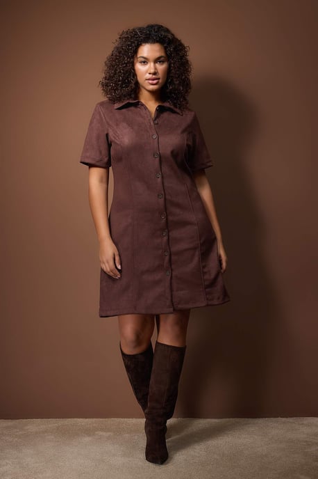 Trendyol Curve Dam Brun Enfärgad Kort / Mini Kort Casual A-linje Plus size Klänning - Image 1