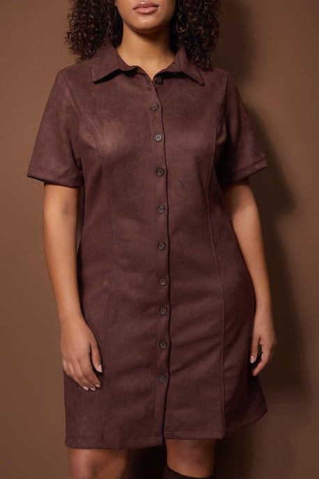 Trendyol Curve Dam Brun Enfärgad Kort / Mini Kort Casual A-linje Plus size Klänning - Image 2