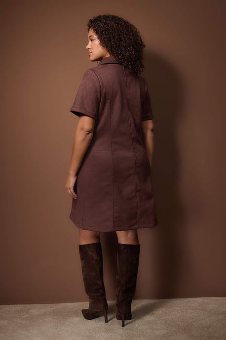 Trendyol Curve Dam Brun Enfärgad Kort / Mini Kort Casual A-linje Plus size Klänning - Image 3