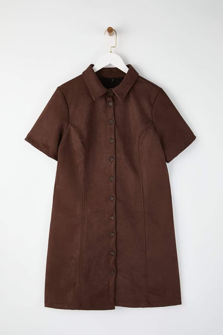 Trendyol Curve Dam Brun Enfärgad Kort / Mini Kort Casual A-linje Plus size Klänning - Image 4