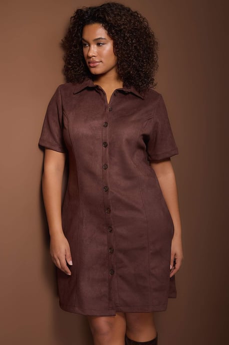 Trendyol Curve Dam Brun Enfärgad Kort / Mini Kort Casual A-linje Plus size Klänning - Image 6