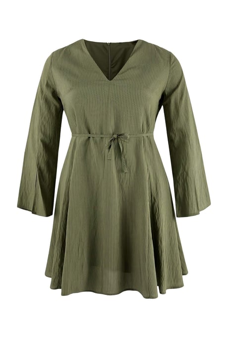 Trendyol Curve Dam Khaki Randig Kort / Mini Lång Casual A-linje Plus size Klänning - Image 2