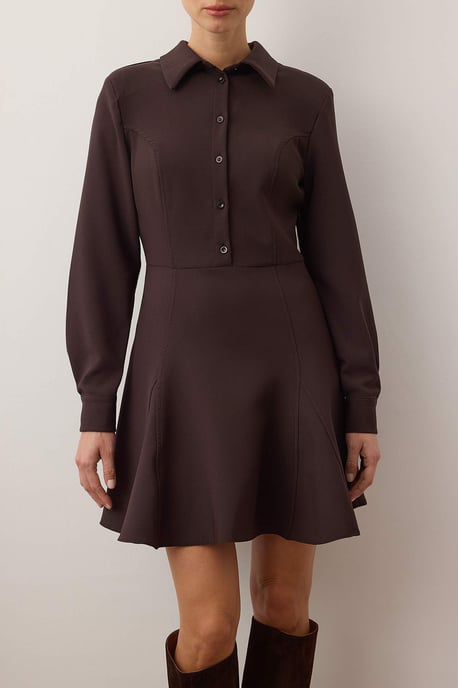 TRENDYOLMİLLA Women's Brown Plain Short / Mini Long Casual Skater Dresses - Image 2