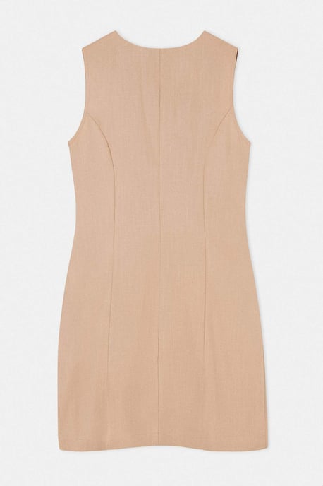 TRENDYOLMİLLA Women's Beige Plain Short / Mini Sleeveless Casual Shirt dress Dresses - Image 2