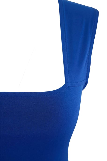 Trendyol Curve Dam Blå Enfärgad Kort / Mini Ärmlös Skater Plus size Klänning - Image 4