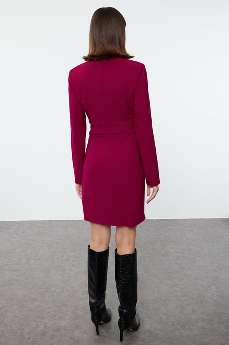 TRENDYOLMİLLA Dames Paars Effen Kort / Mini Lang Zakelijk Blazer Jurk Jurken - Image 4