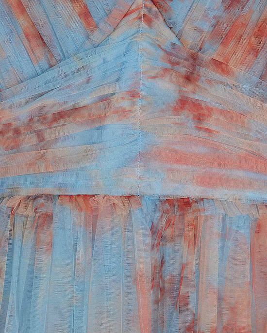 River Island Womens Tulle Top Blue Short Sleeve V-Neck - Image 5