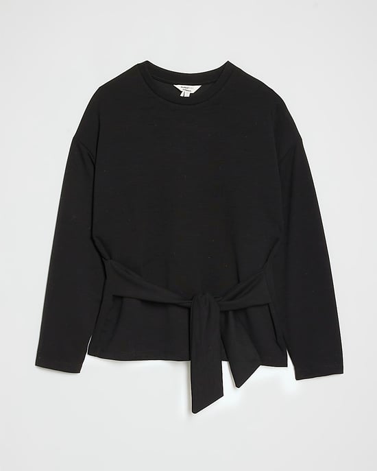 River Island Womens Top Petite Black Premium Tie Front - Image 3