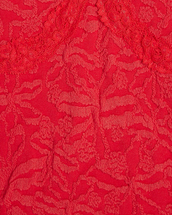 River Island Womens Top Red Cap Sleeve Textured Lace Trim - Image 5