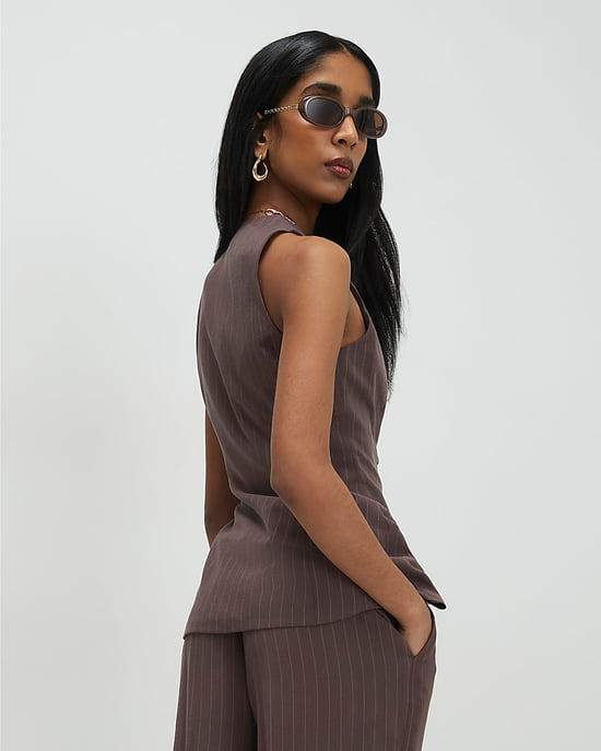 River Island Womens Top Brown Striped Soft Tie Front - Image 3