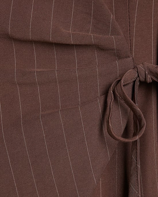 River Island Womens Top Brown Striped Soft Tie Front - Image 5