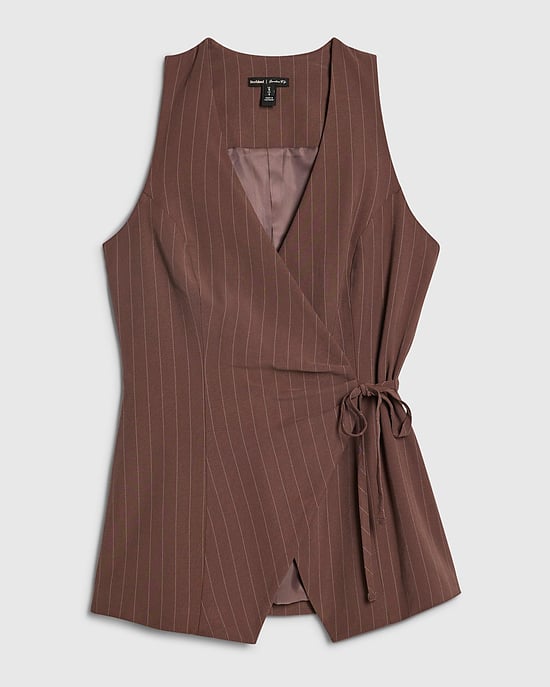 River Island Womens Top Brown Striped Soft Tie Front - Image 6