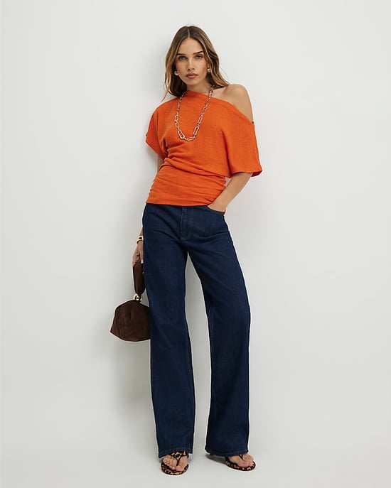 River Island Womens Drape Top Orange Banded Hem - Image 2