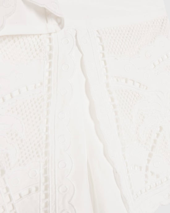 River Island Mini Girls Shirt & Shorts Set White Cutwork 2 Piece - Image 4
