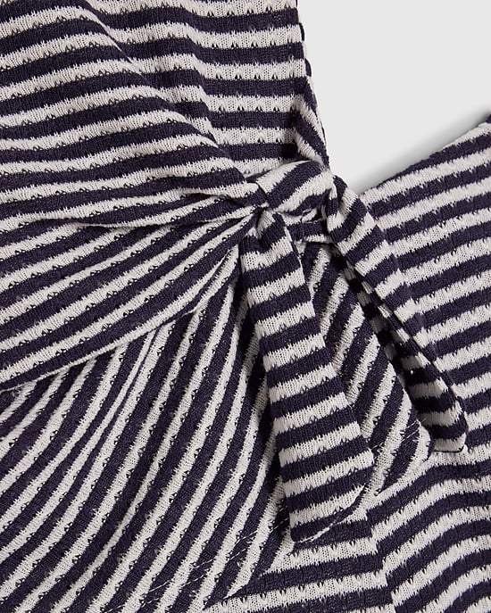 River Island Girls T-Shirt & Trousers Set Navy Short Sleeve Stripe 2 Piece - Image 3