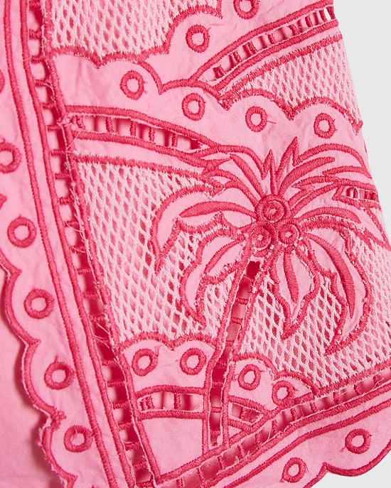 River Island Mini Girls Shirt & Short Set Pink Palm Tree 2 Piece - Image 3
