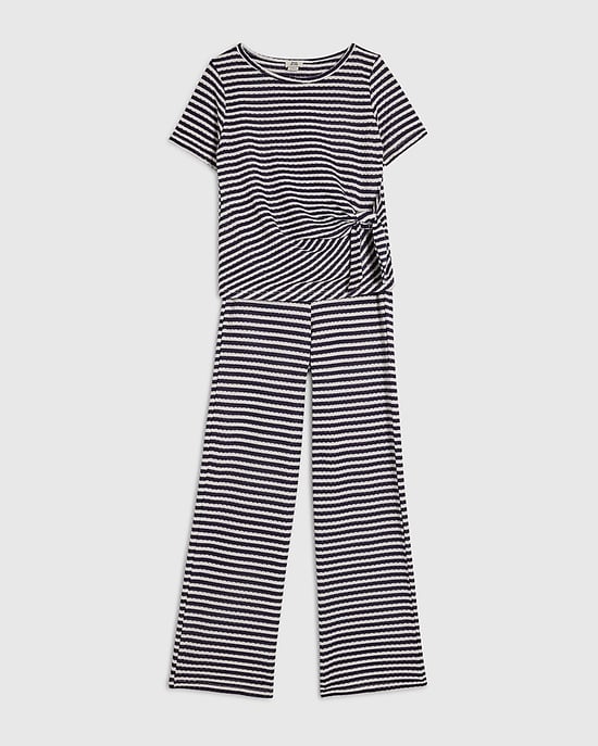 River Island Girls T-Shirt & Trousers Set Navy Short Sleeve Stripe 2 Piece - Image 5