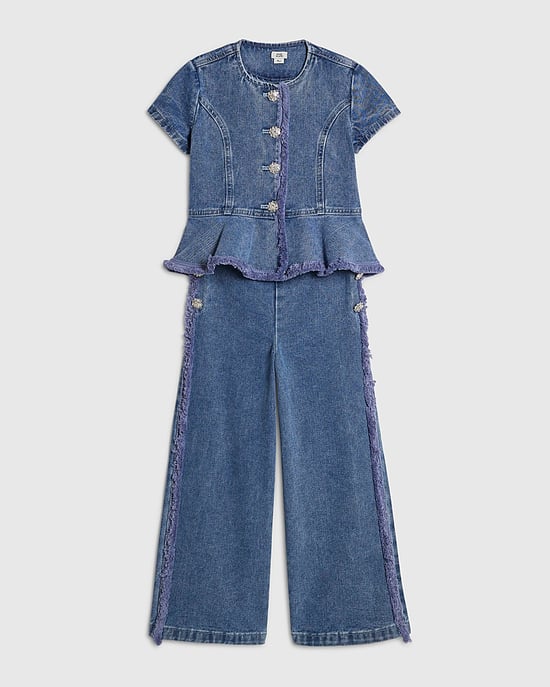 River Island Girls Peplum Top & Jeans Set Blue Denim 2 Piece - Image 5