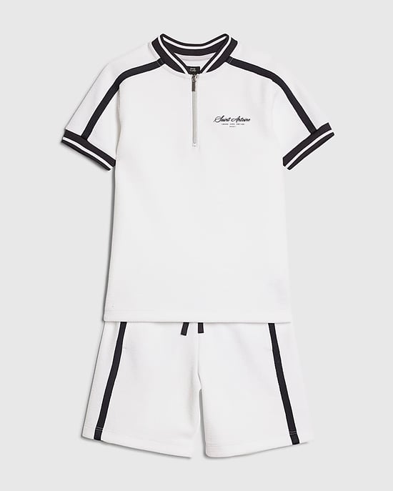 River Island Boys Polo Shirt Set White Baseball 2 Piece - Image 5