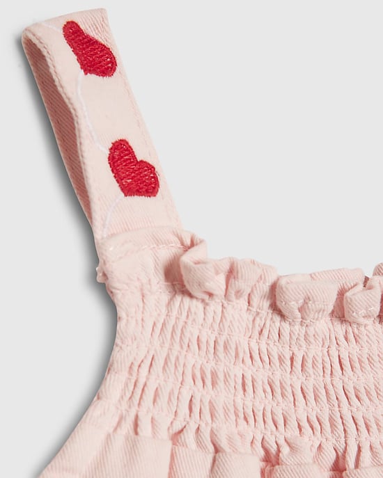 River Island Mini Girls Top & Shorts Set Pink Denim Heart 2 Piece - Image 3