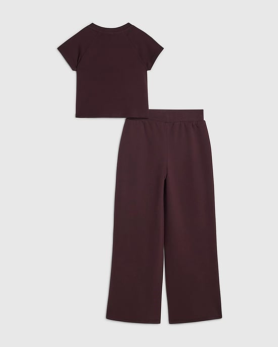 River Island Girls T-Shirt & Joggers Set Red Bow Taped Wide Leg 2 Piece - Image 2