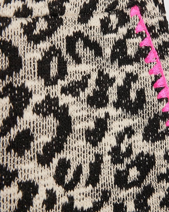 River Island Girls T-Shirt & Bottoms Set Beige Leopard Whipstitch 2 Piece - Image 4