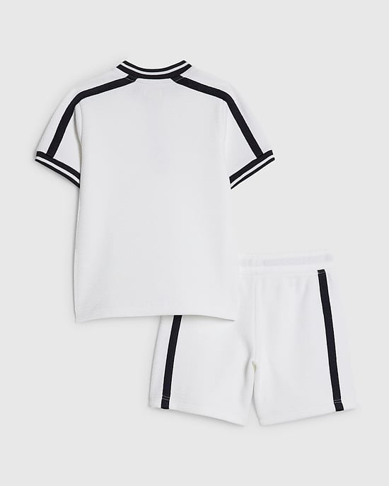 River Island Mini Boys Polo Shirt & Shorts Set White Baseball 2 Piece - Image 2