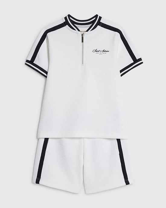 River Island Mini Boys Polo Shirt & Shorts Set White Baseball 2 Piece - Image 5