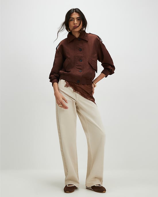 River Island Womens Jacket Brown Nylon Button Front - Image 2