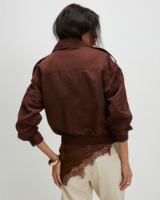 River Island Womens Jacket Brown Nylon Button Front - Image 3