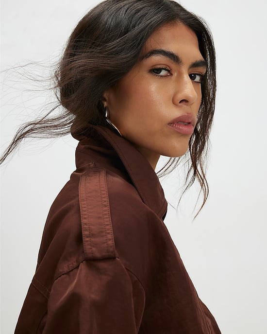 River Island Womens Jacket Brown Nylon Button Front - Image 4