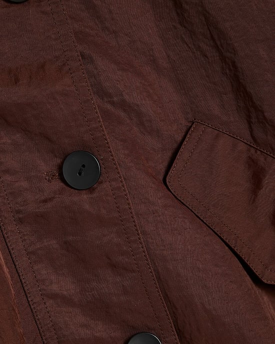River Island Womens Jacket Brown Nylon Button Front - Image 5
