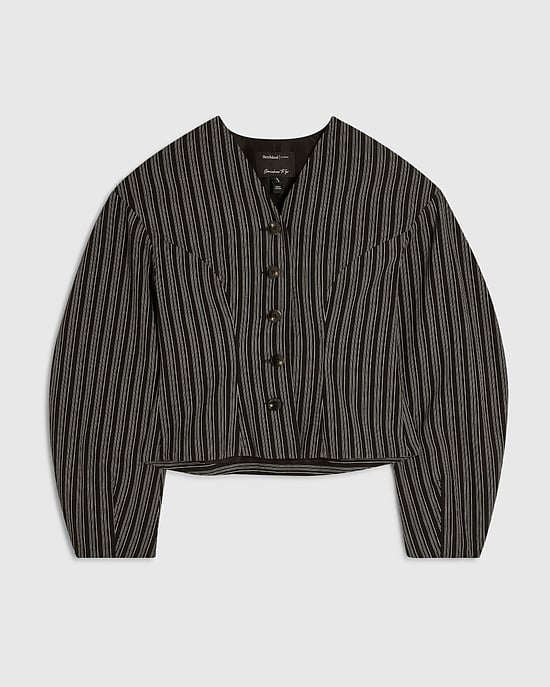 River Island Womens Jacket Black Pinstripe Cocoon Sleeve - Image 6